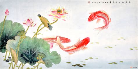 鲤鱼风水画|名家花鸟画鉴赏：荷花鲤鱼图寓意解析！